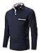 Produktbild STTLZMC Poloshirt Herren Langarm Basic T-Shirt Freizeit Plaid spleißen Polohemd,Blau 1,XL