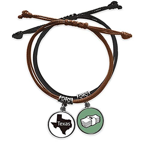 Pulsera mapa de Texas estilo cuero casual ideal para tus viajes y looks urbanos diarios
