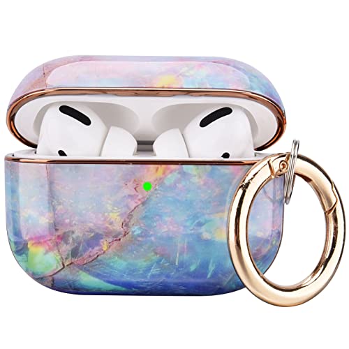 OLEBAND Airpods Pro 2 Case 2022 with Cute Pattern,Hard Flexible Protective Cover for Apple Air pod Pro 2nd Generation Case,LED Visible,iPods pro 2 case for Women and Girls,Crack Marble