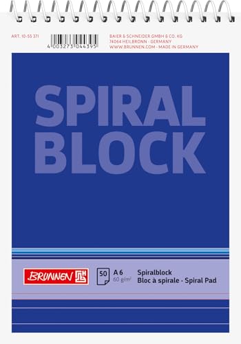Baier & Schneider Brunnen 1055371 Spiralblock / Notizblock (A6, liniert, 50 Blatt, 60g/m²)