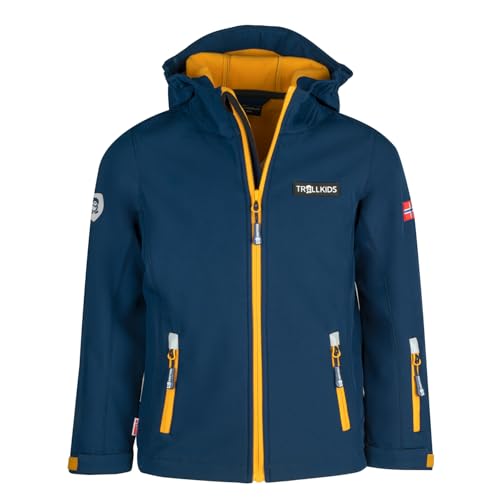 Trollkids Kids Oslofjord Jacket 140, Mystic Blue/Yellow