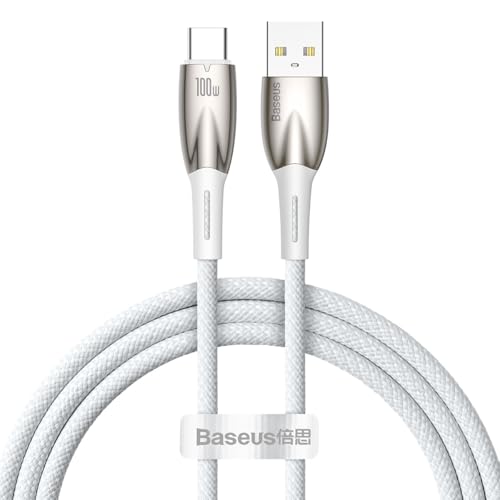 Baseus Glimmer Series Schnelllade-Datenkabel, USB auf Typ-C, 100 W, 1 m, Weiß