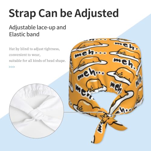 Image of Cute Pug Dog Print Working Cap Scrub Cap with Sweatband,Adjustable Fashion Bandage Tie Back Hat Headwear for Women Men