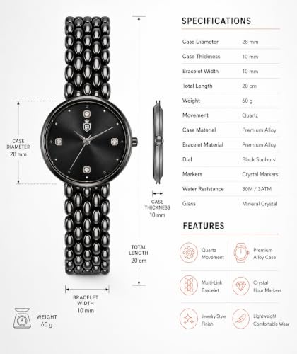 Image of MOOVER Analog Watch for Women & Girls | Luxury Bracelet Style Ladies Wrist Watch | Crystal Dial with Premium Stainless Steel Chain Strap | Fashion Watch for Daily Wear, Party & Gift