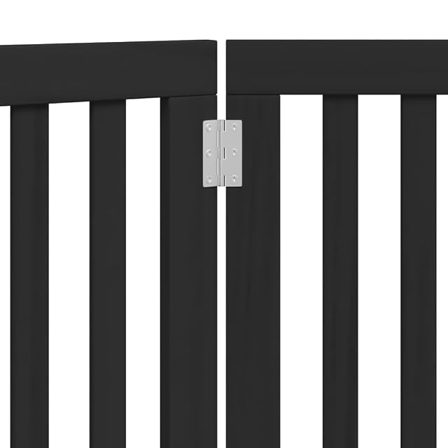 Foto 5 de 8 de vidaXL Puerta para Perros Plegable 3 Paneles Madera álamo Negra 150 cm, Puerta para Mascotas