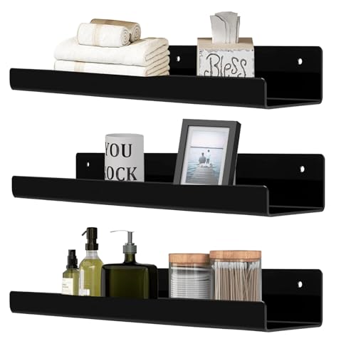 HASA zone 3Stk Wandregal Schwarz, 30CM Regal Wand für Wandmontage,...