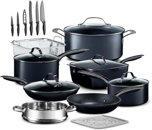 GRANITESTONE 20 Pc Hard Anodized Induction Cookware Sets, Kitchen Pots and Pans Set Non Stick...