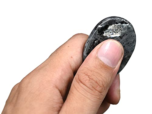 Image of Amazing Gemstone Larvikite Worry Stone Crystals and Healing Stones - Worry Stones for Stress Relief Gifts - Piedra Crystal Fidget for Meditation,Relaxation - Unique Stocking Stuffers & Birthday Gifts
