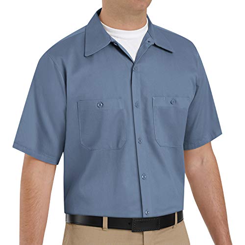 Red Kap mens Short Sleeve Wrinkle-Resistant Cotton Work Shirt Postman Blue Small