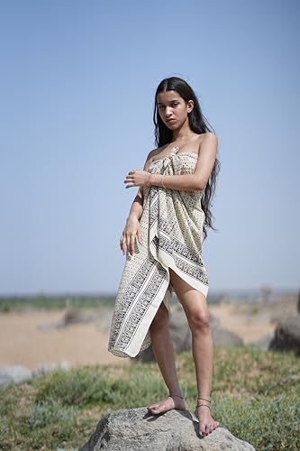 Boho Indian Travel Scarf – Block Print Sarong Ethical Boho Cotton Sarong – Handmade Fair Trade Beach Wrap3