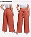 OLRIK Plus Size Pants for Women Wide Leg with Belt Casual Loose Paper Bag Pants Elastic High Waisted Trousers Flowy Orange-2X