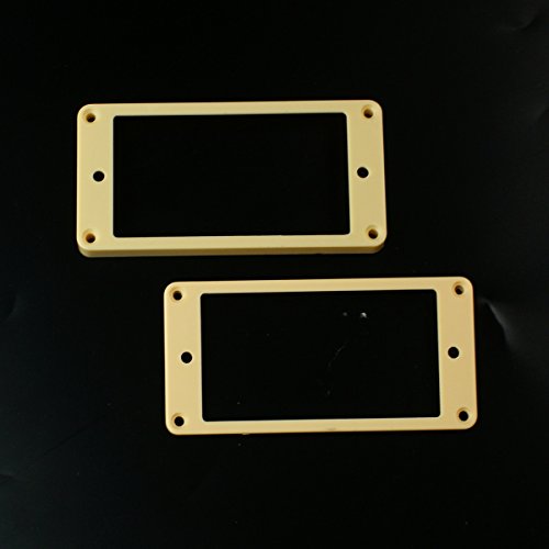 Set of 2 Humbucker Pickup Mounting Rings for bridge and neck pckups, Curved bottom,Cream