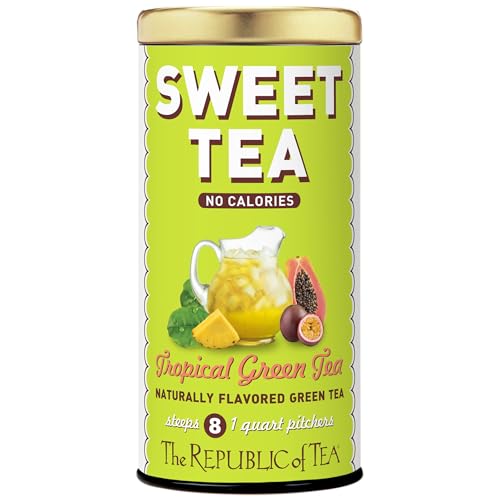 The Republic of Tea – Sweet Iced Tropical Green Tea, 8 Large Quart-Sized Iced Tea Pouches, Naturally Caffeinated