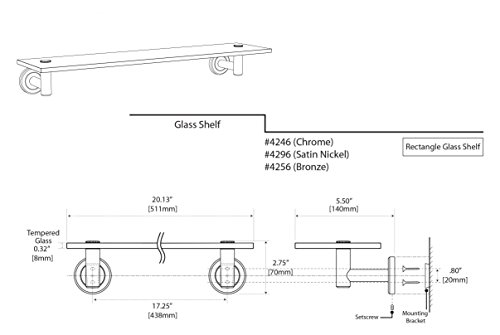 Gatco Latitude II Satin Nickel Glass Shelf #TOP14