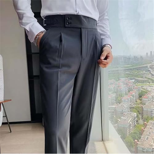 Slim Fit Small Foot High Waist Business Solid Color Straight Leg Suit Pants Parachute Pants for Men2