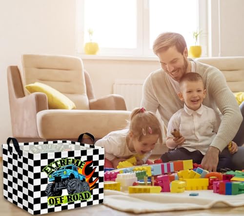 Image of Rectangle Kids Baskets Car Basket Cute Storage Bin Organizer Boys Box for Room Decor Gift Basket(Racing car)