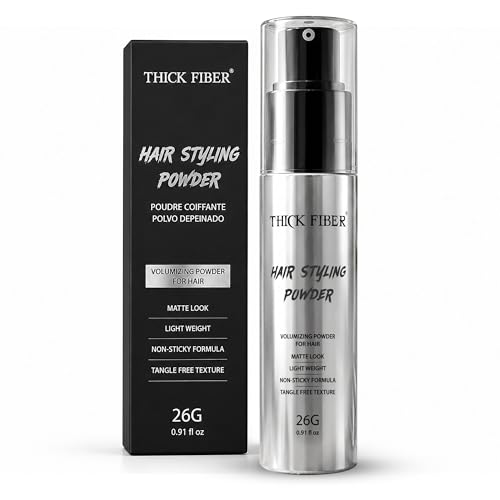 THICK FIBER Hair Styling Powder Tangle-Free Non-Sticky No White Residue Infused Clay-Based Powder for Volumizing & Texturizing Matte Finish for Women and Men Medium Hold 26g