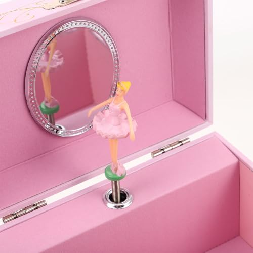 Caja de música de ballet rosa con bailarina giratoria infantil 4