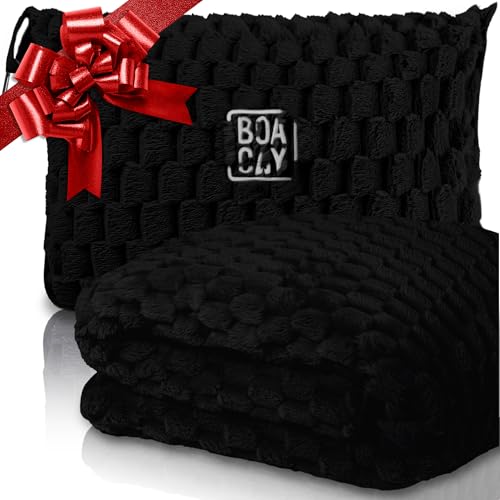 BOACAY Manta de Viaje Plegable para Avión, Automóvil - Manta de Oficina Compacta - Almohada Portátil para Adultos, Niños con Funda, Manga para Equipaje, Clip para Mochila