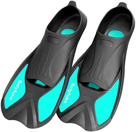Belyfuko Short Swim Fins, Adult Snorkel Fins for Lap Swimming Diving Snorkeling Travel Size with Mesh Bag