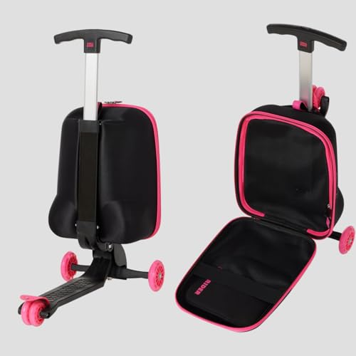 Kids Scooter Luggage - 2-in-1 Ride-On Suitcase with Light-Up Wheels & Adjustable Handle|Carry-On Approved & TSA-Friendly| Fun, Durable, Lightweight Travel Scooter for Boys & Girls Ages 3-104