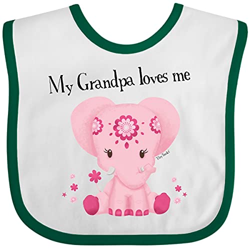 inktastic Aditi My Grandpa Loves Me Pink Elephant Baby Bib - Tiny Tusks