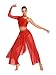 Hularka Women's Lyrical Dance Outfits Shiny Crop Top with Wide Leg Pants for Stage Performance Red X-Large