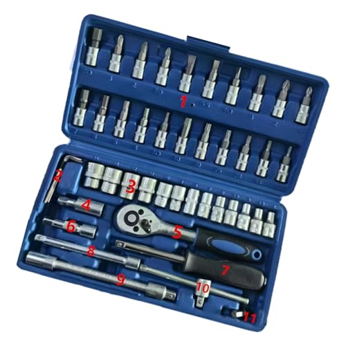 FIRSTXIU 46 in 1 Ratchets Screwdriver Set Wrench Narrow Space Repair Steel Multiple Bit Tool Kits with Socket Heads Hand Tool - Image 3