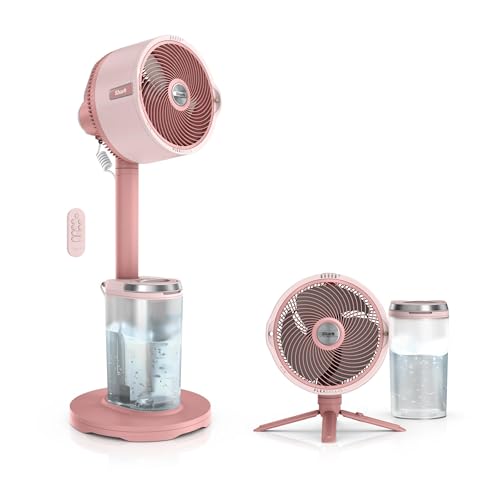 Image of Shark FlexBreeze Pro Mist 2-in-1 Fan with Integrated Mist, Blush, FA300PK2 | Corded /Cordless, Pedestal to Tabletop, up to 24-Hr Battery, up to 70 Ft of Power, 5 Speeds, with Integrated Misting Tank