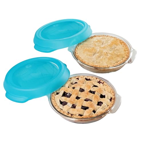 Libbey Bakers Premium 2 Piece Glass Pie Plate Stackable Space Saving Casserole Dish Set with Lids Glass Baking Dish Set for Fruit Pies Quiches