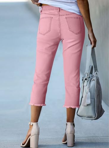 Image of Sidefeel Women's High Waisted Straight Leg Jeans Capri Denim Pants