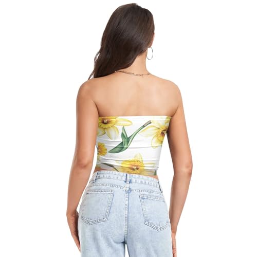 Chic Yellow Flowers Womens Tube Top Sleeveless Strapless Tube Top Tub Top Bra for Teen Surgery3