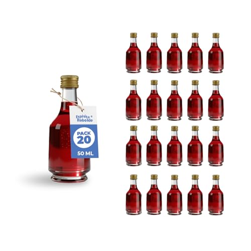 Mini Bouteille en Verre 50 ml avec Bouchon pour Alcool– Liqueur, Rhum, Whisky- Petite Bouteille pour Mariages, Événements et Dégustation