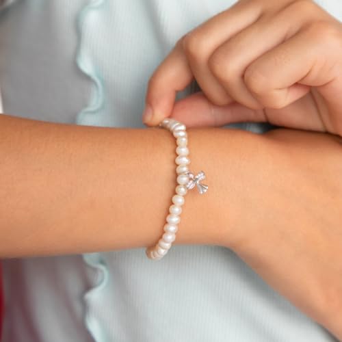 925 Sterling Silver Adjustable Cultured Pearl Guardian Angel Bracelet for Babies & Young Girls - Stunning White Pearl Bracelets for Girls - Beautiful Angel Charm Bracelet for your Little Girls4