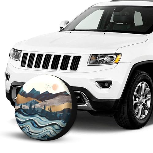 Image of Mountain Spare Tire Cover Wheel Protectors Tyre Covers Weatherproof Wheel Covers Universal Fit for Trailer Rv SUV Truck Camper Travel Trailers 17 inch