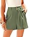 KIRUNDO Shorts for Women Dressy Casual Summer Elastic Waist in The Back Pleated Wide Leg Tailored Work Trouser Shorts (Light Green, XX-Large)