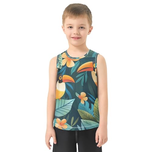 susiyo Summer Flower Birds Jungle Leaves Boys Sleeveless Tank Top Girls Athletic T Shirt2