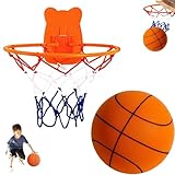 Silent Basketball and Hoop Set, Silent Basketball, 2025 Upgrade Quiet Foam Indoor Training Ball, No Noise with Wall Mount Hoop Silent Ball Professional Indoor Basketballs Frame (No.7-9.56in)