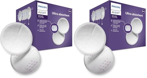 Philips Avent Einweg-Stilleinlagen, Ultra-Komfort und Sicherheit, 60 Stück, weiß (Modell SCF254/61) (Packung mit 2)