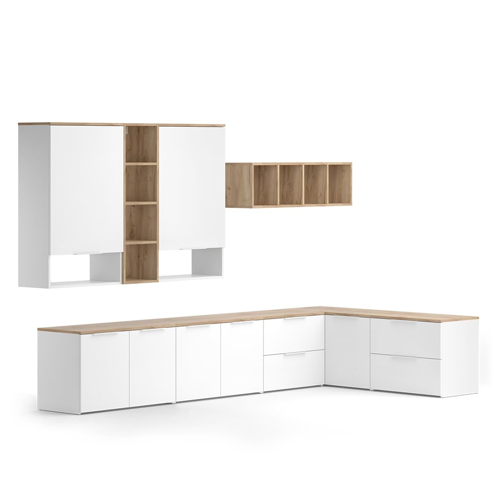 Vicco Meuble-paroi Wido, Blanc/Sonoma, 9 pièces, combinable avec d'autres éléments de la série Wido
