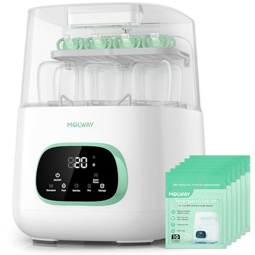 MOLWAY Upgraded Bottle Washer Pro, All-in-One Baby Bottle Washer and Sterilizer & Dryer, Cleaning Machine for Bottles, Pump Parts & Baby Essentials, Effortless Care, Replaces Hand Washing