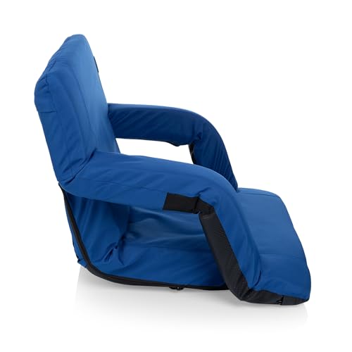 Image of Picnic TIME NCAA Georgia Tech Yellow Jackets Ventura Stadium Seat for Bleachers with Back Support, Reclining Padded Bleacher Chair, Has 6 Positions & Armrests, Wide Seat with Straps, (Navy Blue)