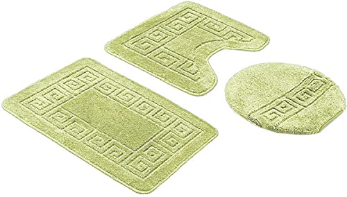 Home Must Haves Bath Set 3 Piece Anti-Slip Backing Patchwork Pattern Bathroom Mat (18