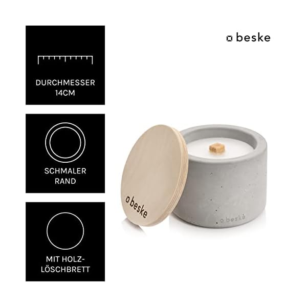 Betonfeuer® - Das Original der Beske-Manufaktur | Modell 'Solo' | Ø14cm ‚gerade‘ mit Dauerdocht | Wiederbefüllbare… – Bild 3