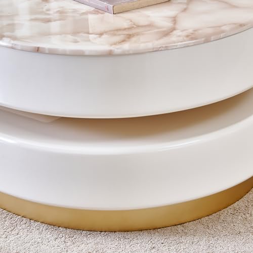 Image of Home Centre | Alchemy | Center Table for Living Room | Faux Marble Top | Cream | 1 Year Warranty