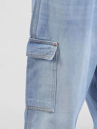 Image of The Indian Garage Co Men Baggy Solid Mid-Rise Cargo Jeans