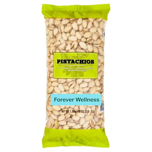 Forever Wellness In-Shell Pistachios, Salted, 3 lbs, Roasted &amp; Salted, Kosher, US Extra #1, Cholesterol free, Trans fat free
