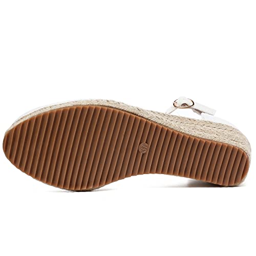 Image of Altxic Women's Closed Toe Canvas Ankle Strap Espadrilles Wedge Sandals