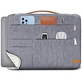 KINGSLONG 16インチ ノートパソコンスリーブバッグ、スリムで軽量なマルチポケットコンピューターカバー ノートブックウルトラブックキャリーケース Acer Asus Dell Lenovo HP用 グレー