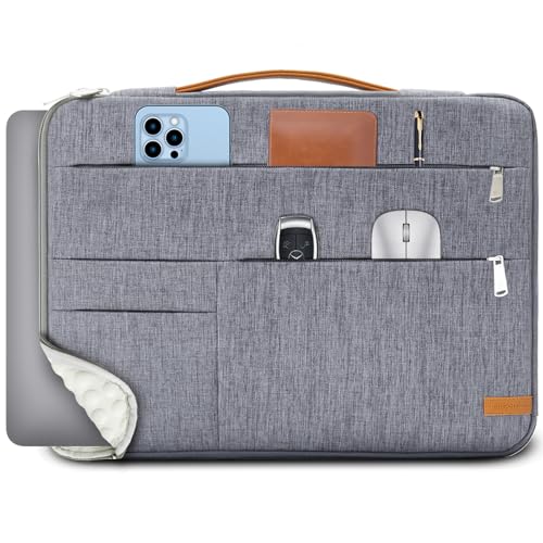 KINGSLONG 14 inch Laptop Sleeve Bag, Slim Shockproof Handbag, Computer Carrying Case Cover Compatible with MacBook Air/Pro Acer Asus Dell HP Grey